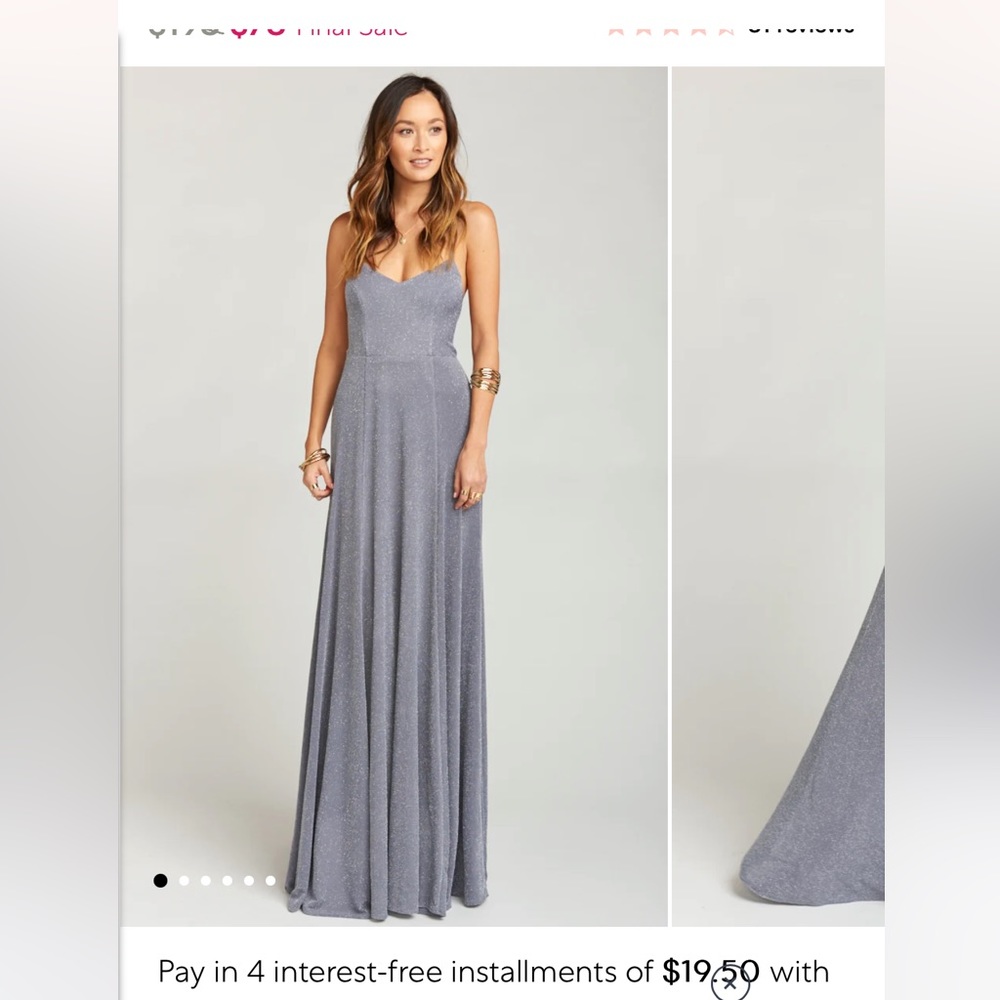NWT SMYMM Godshaw Goddess gown in dancing Queen shine smoke